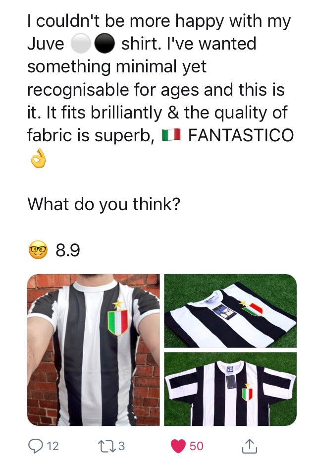 Juventus Retro Football T Shirt 1972 - 1976 - Old School Football