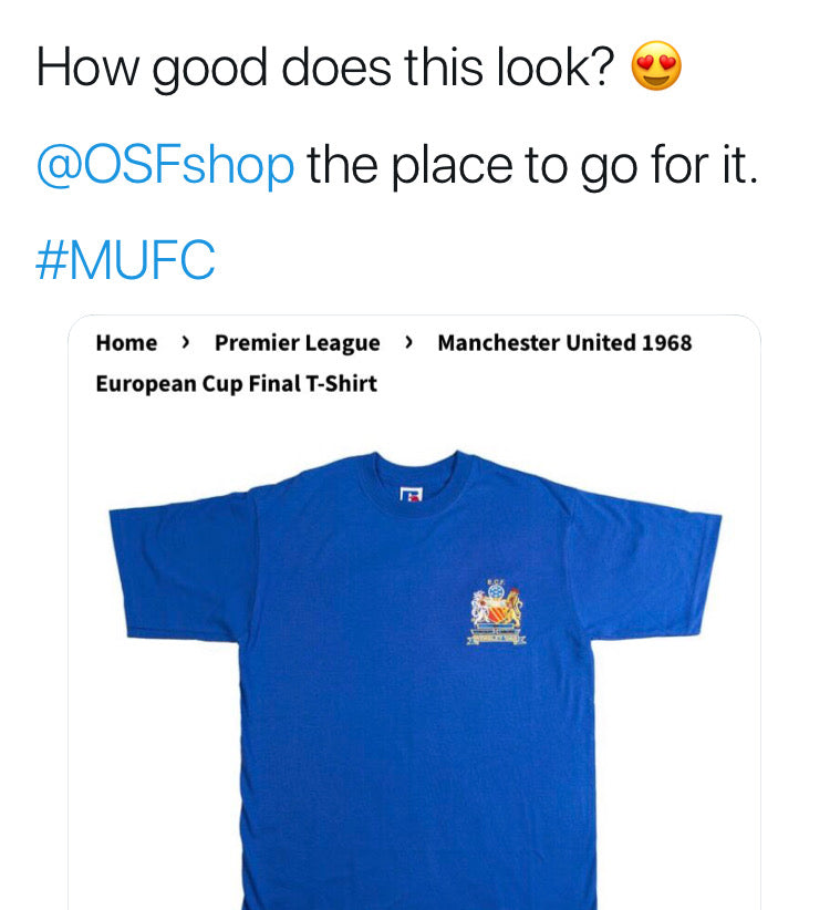 Manchester United Retro Football T Shirt 1968 European Cup Final - Old School Football
