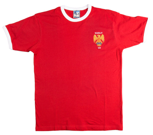 Manchester United Retro Football T Shirt 1958 FA Cup Final - Old School Football