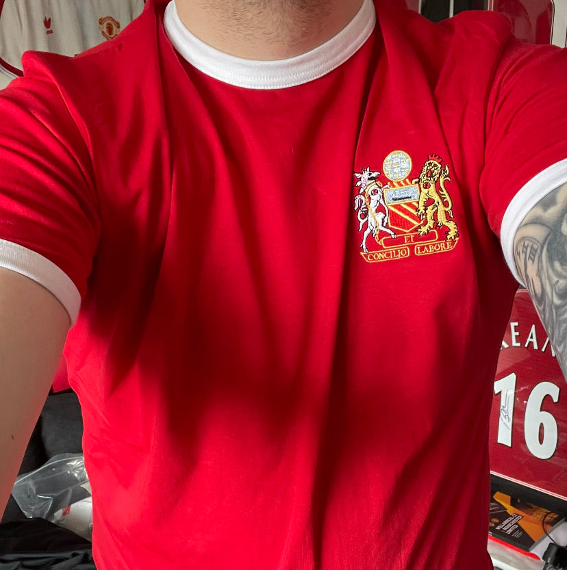Manchester United Retro Football T Shirt 1970s Man Utd - Old School Football