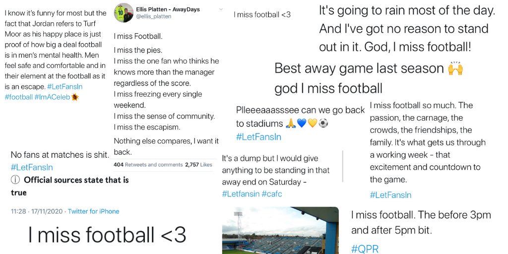 Twitter 'I miss football' quotes